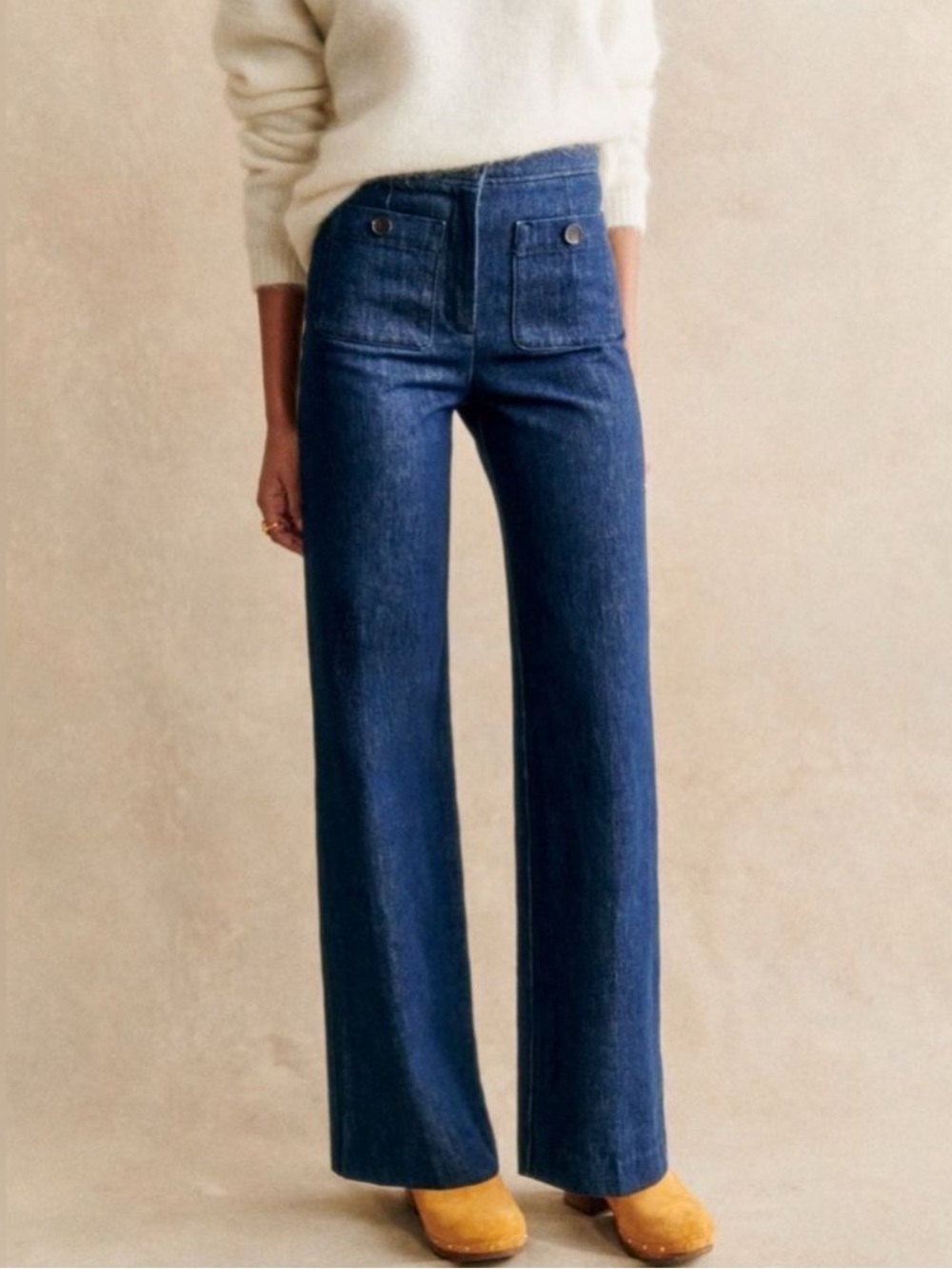 High-Rise Wide-Leg Jeans in Indigo Blue